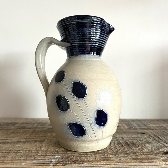 Art Pottery pitcher blue ivory glaze - Picture 1 of 5